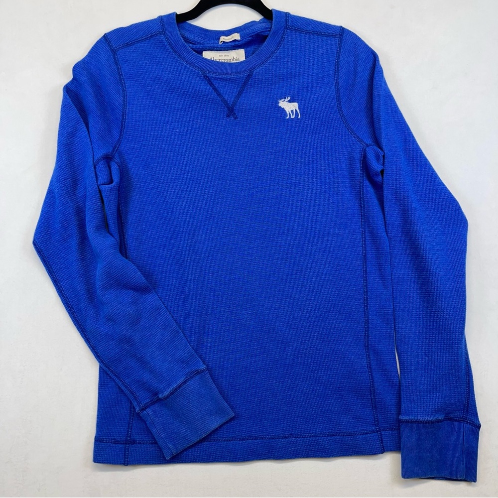 Abercrombie & Fitch Shirt Boys Large Blue Muscle L/S Thermal Vintage Slim -FLAWS